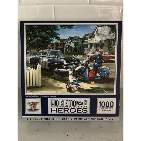 Master Pieces Hometown Heroes - Police Neighborhood Patrol 1000 Pc Jigsaw Puzzle - Picture 1 of 3